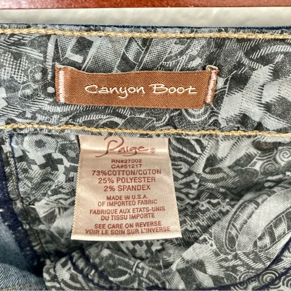 Paige Canyon Boot Dark Wash Blue Jeans, Size 29 - Picture 5 of 6